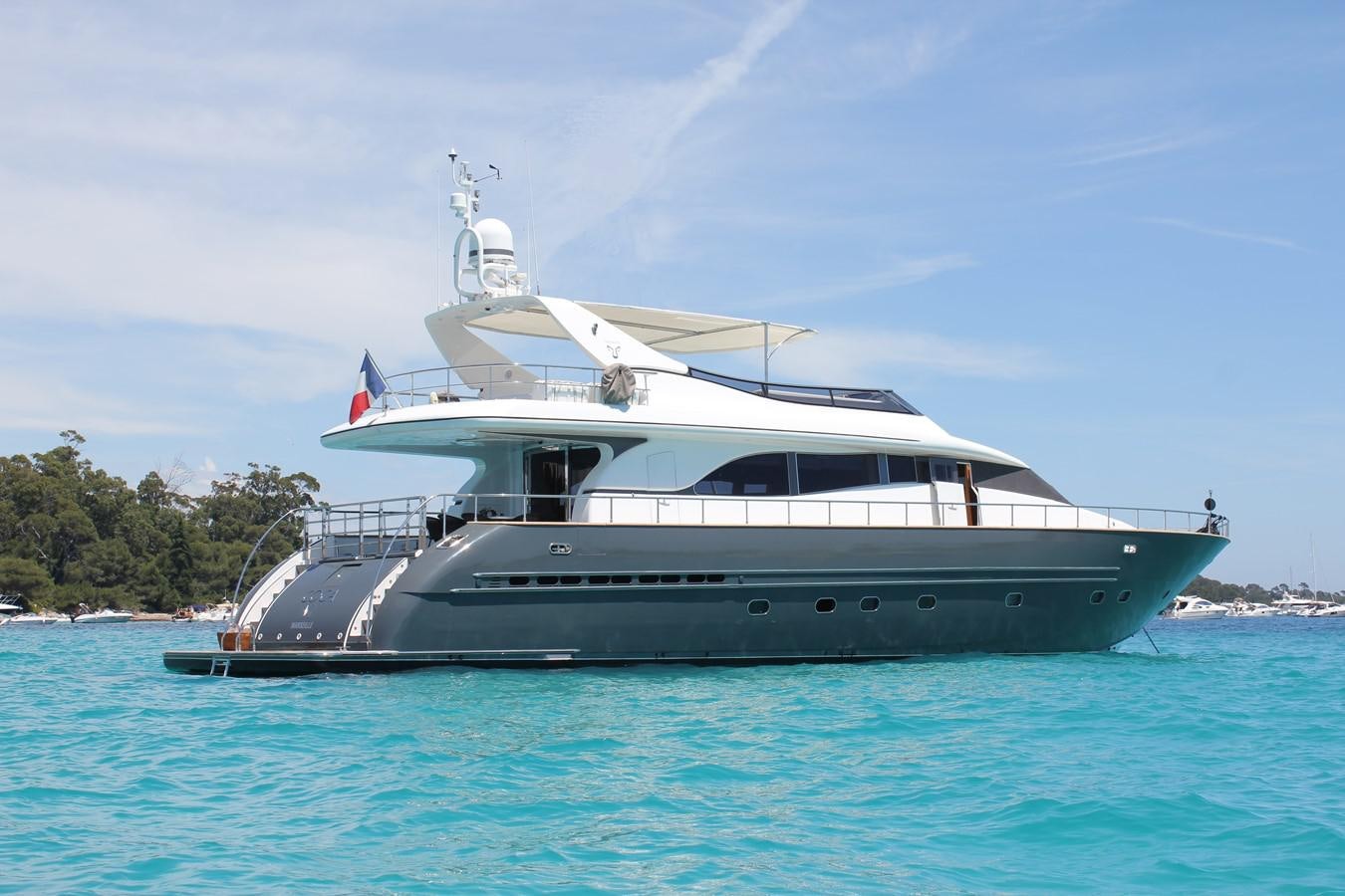 a boat in the water aboard COCA VI Yacht for Sale