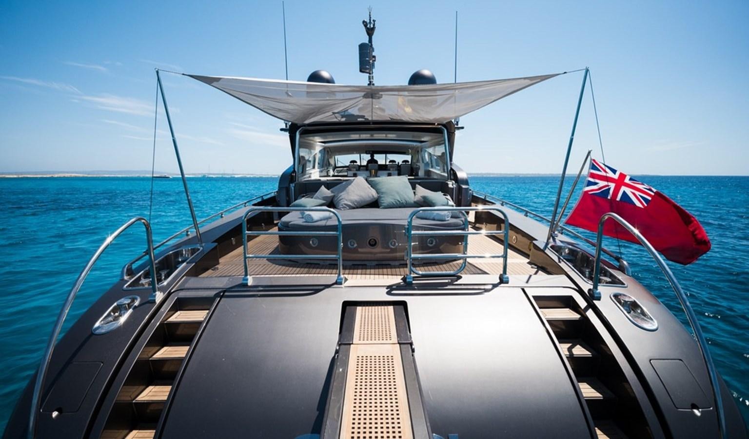 a boat with a flag on the front aboard AYA Yacht for Sale