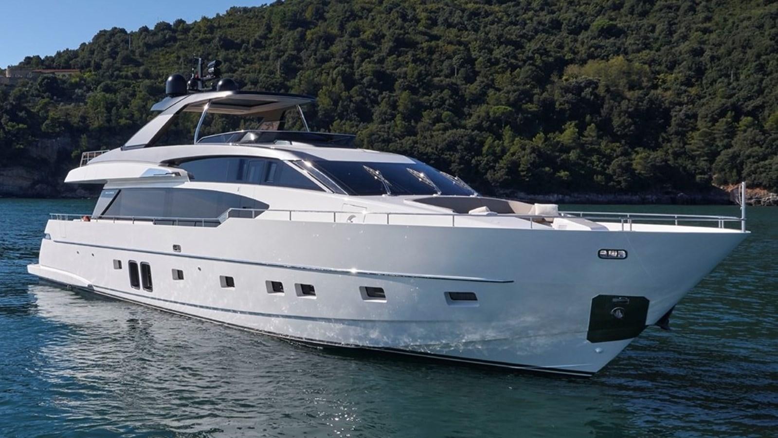 a white yacht in the water aboard MAJOLA Yacht for Sale