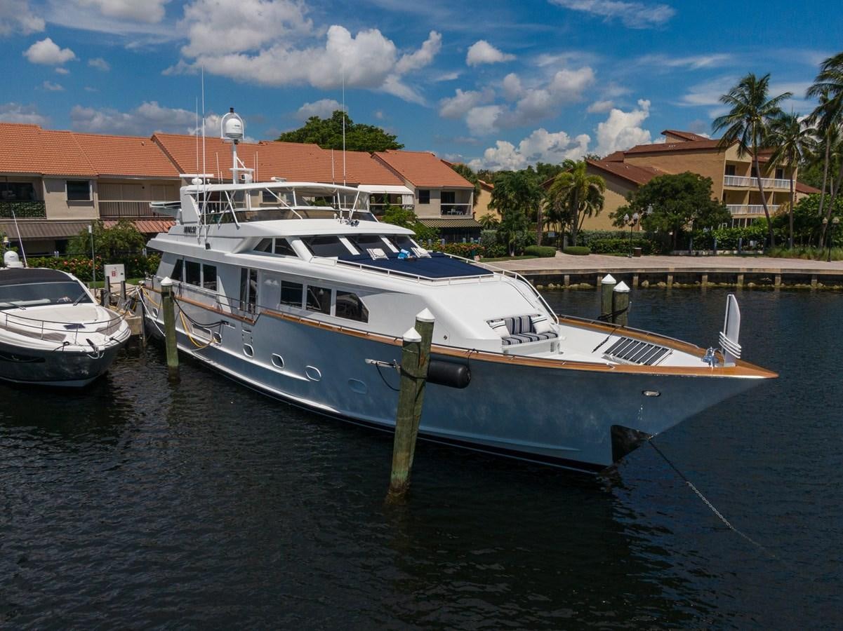 a boat is parked on the dock aboard UNLEASHED Yacht for Sale