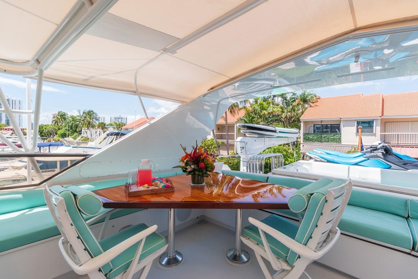 a table on a boat aboard UNLEASHED Yacht for Sale