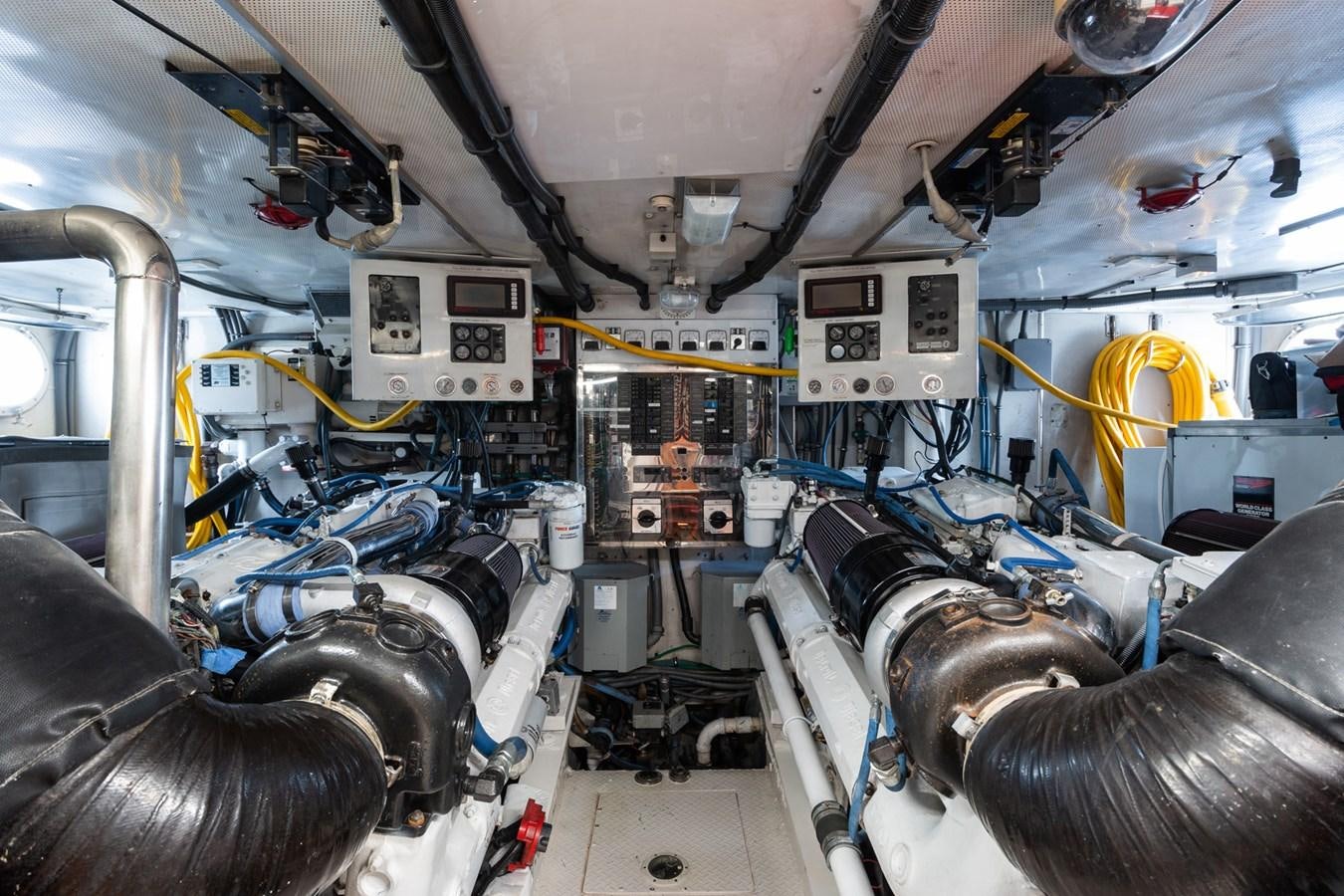 a large machine with a large yellow wheel aboard UNLEASHED Yacht for Sale