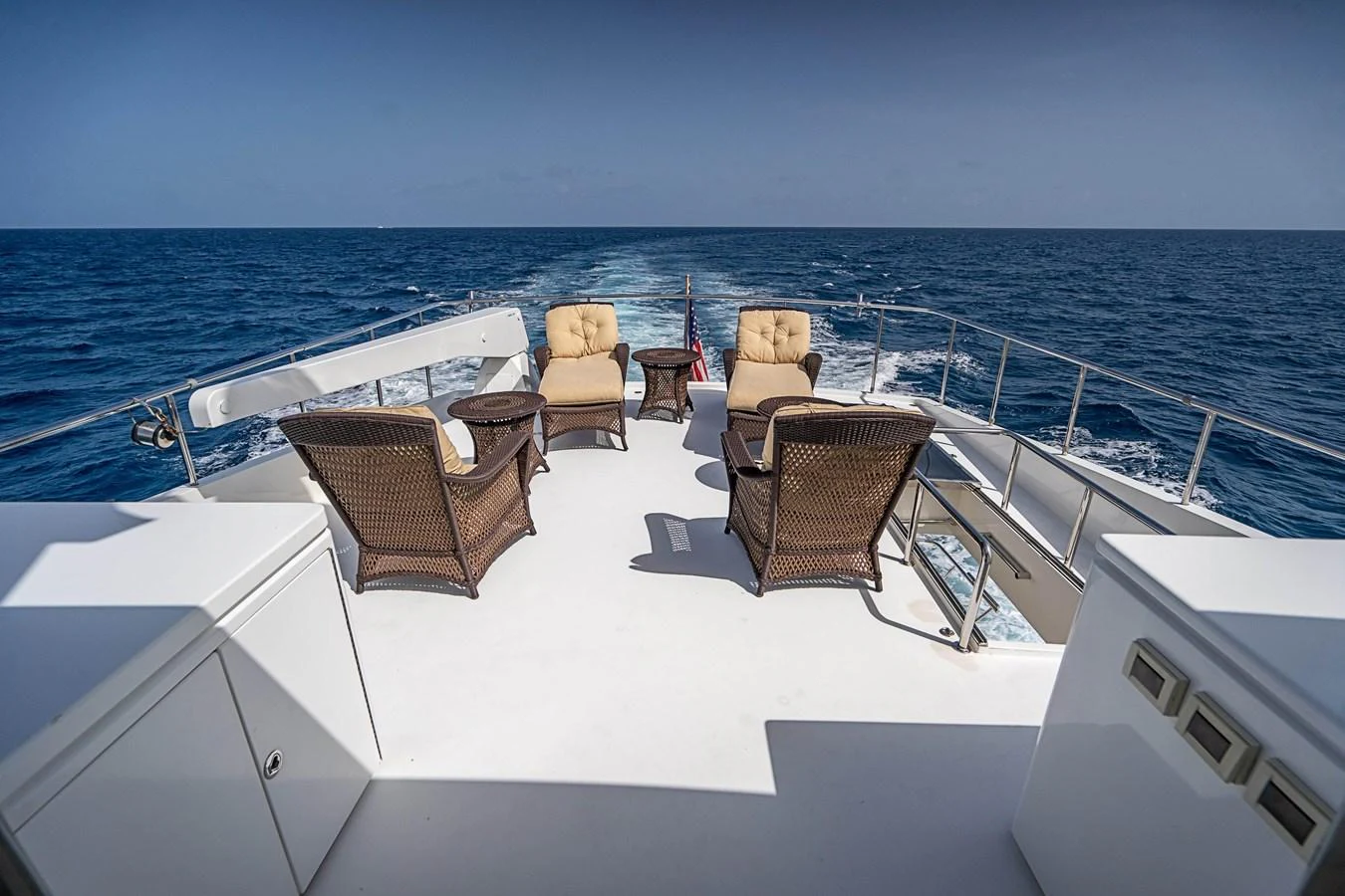 a deck with chairs on it aboard ROXY MARIA Yacht for Sale