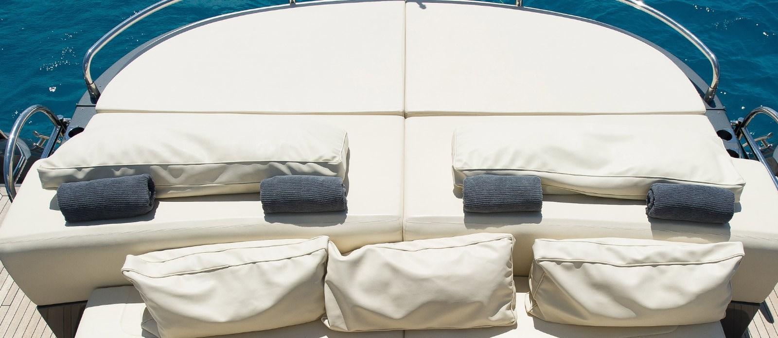 a row of folded towels aboard NEMESIS Yacht for Sale