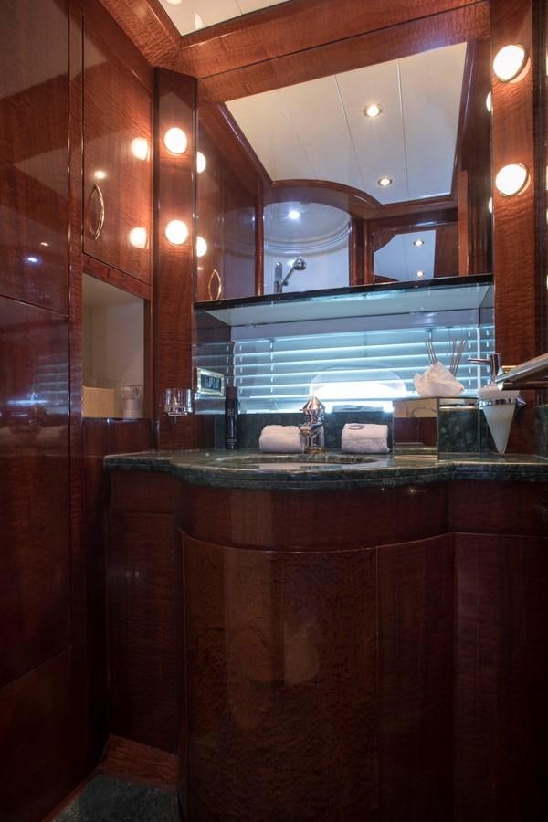 a bathroom with a countertop sink aboard SERAPH Yacht for Sale