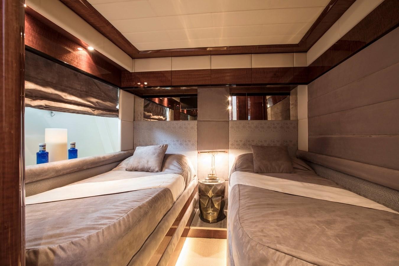 a room with two beds aboard SERAPH Yacht for Sale