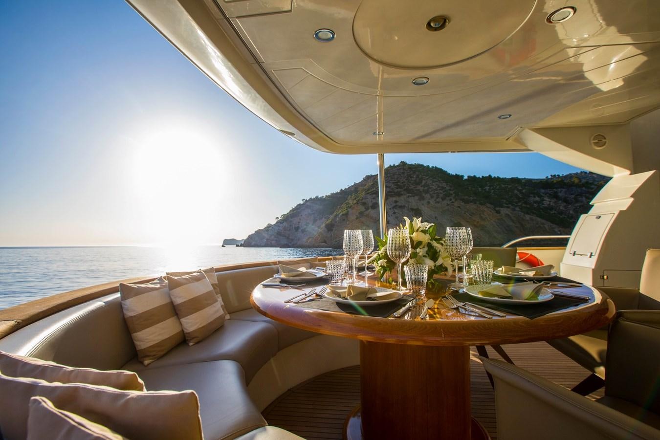 a table on a boat aboard SERAPH Yacht for Sale