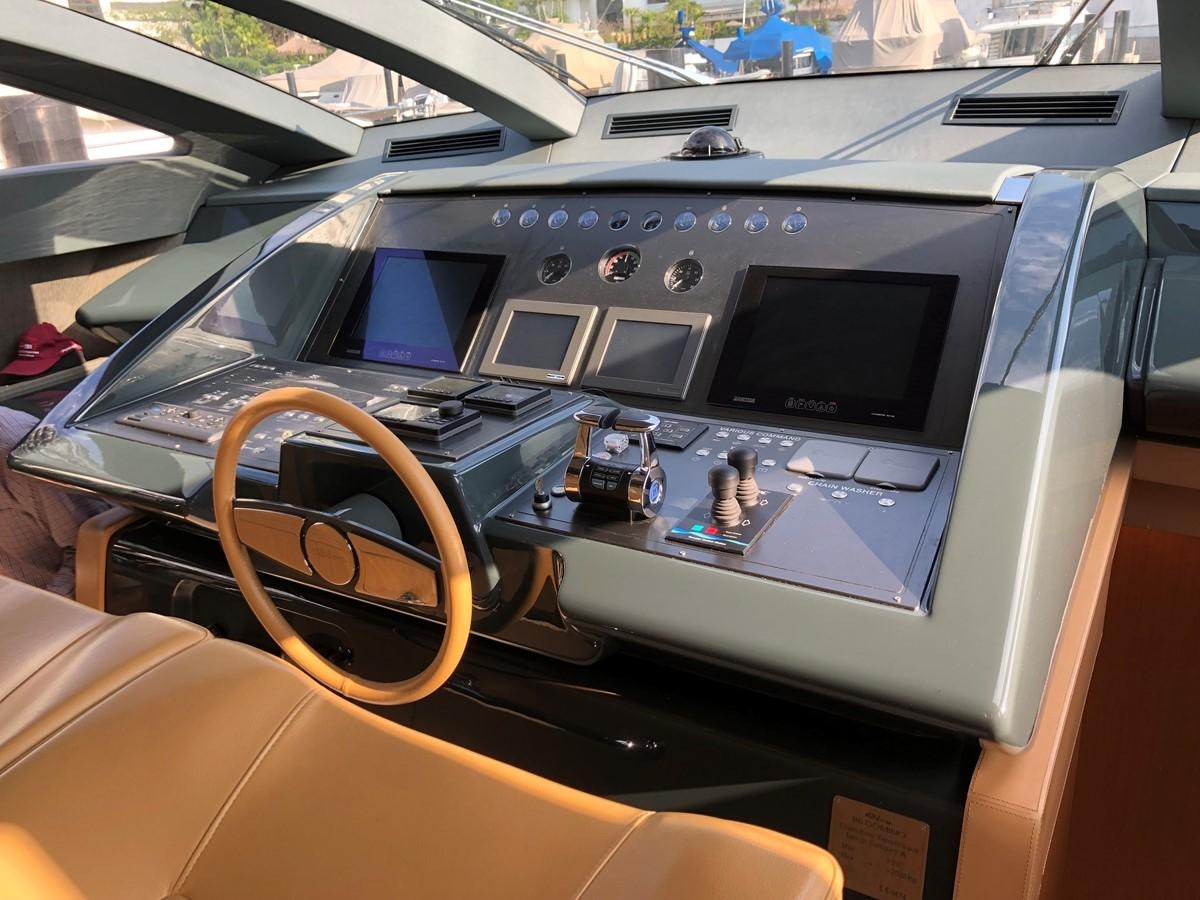 inside of a car aboard RIVA 86 Yacht for Sale