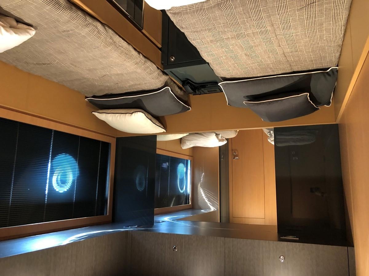 a ceiling fan in a room aboard RIVA 86 Yacht for Sale