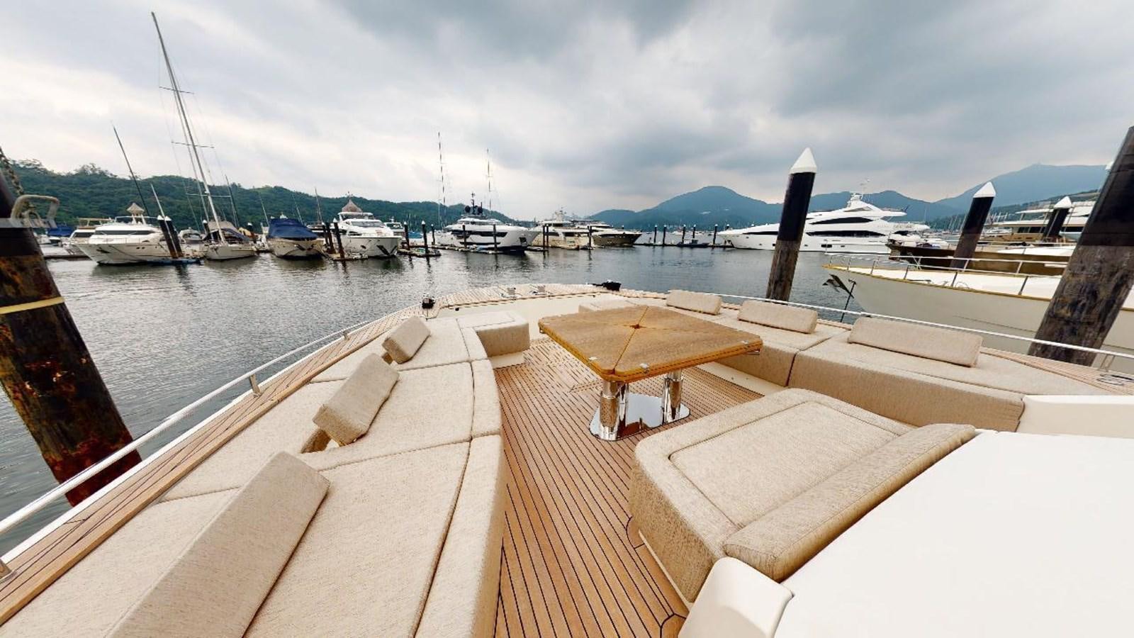 a deck with boats on it aboard MCY 86/04 Yacht for Sale