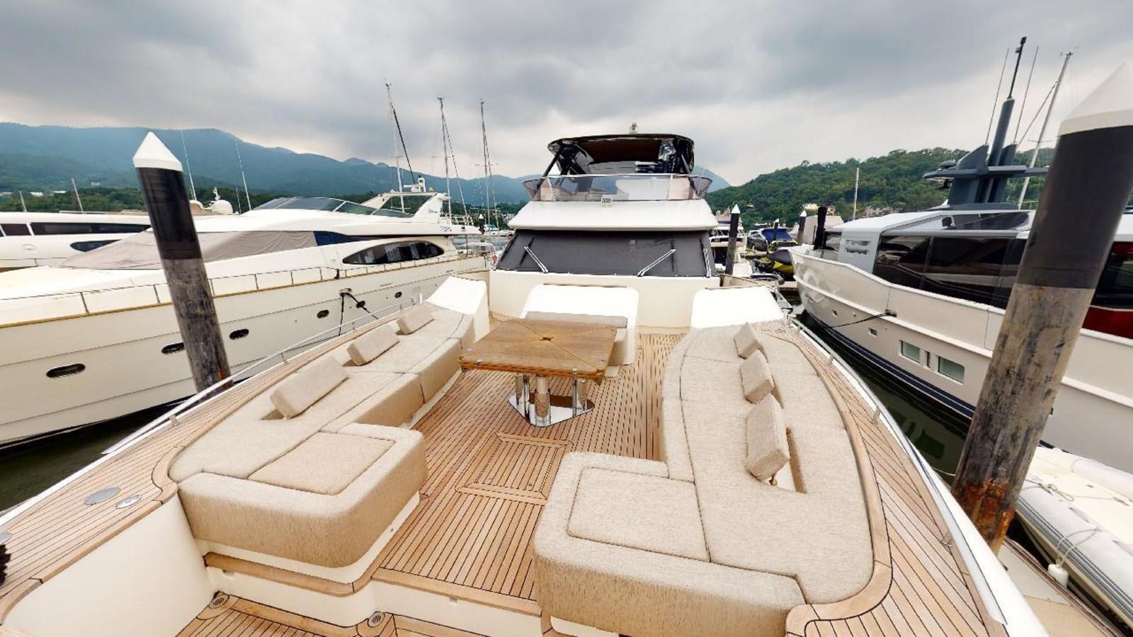a boat dock with boats aboard MCY 86/04 Yacht for Sale