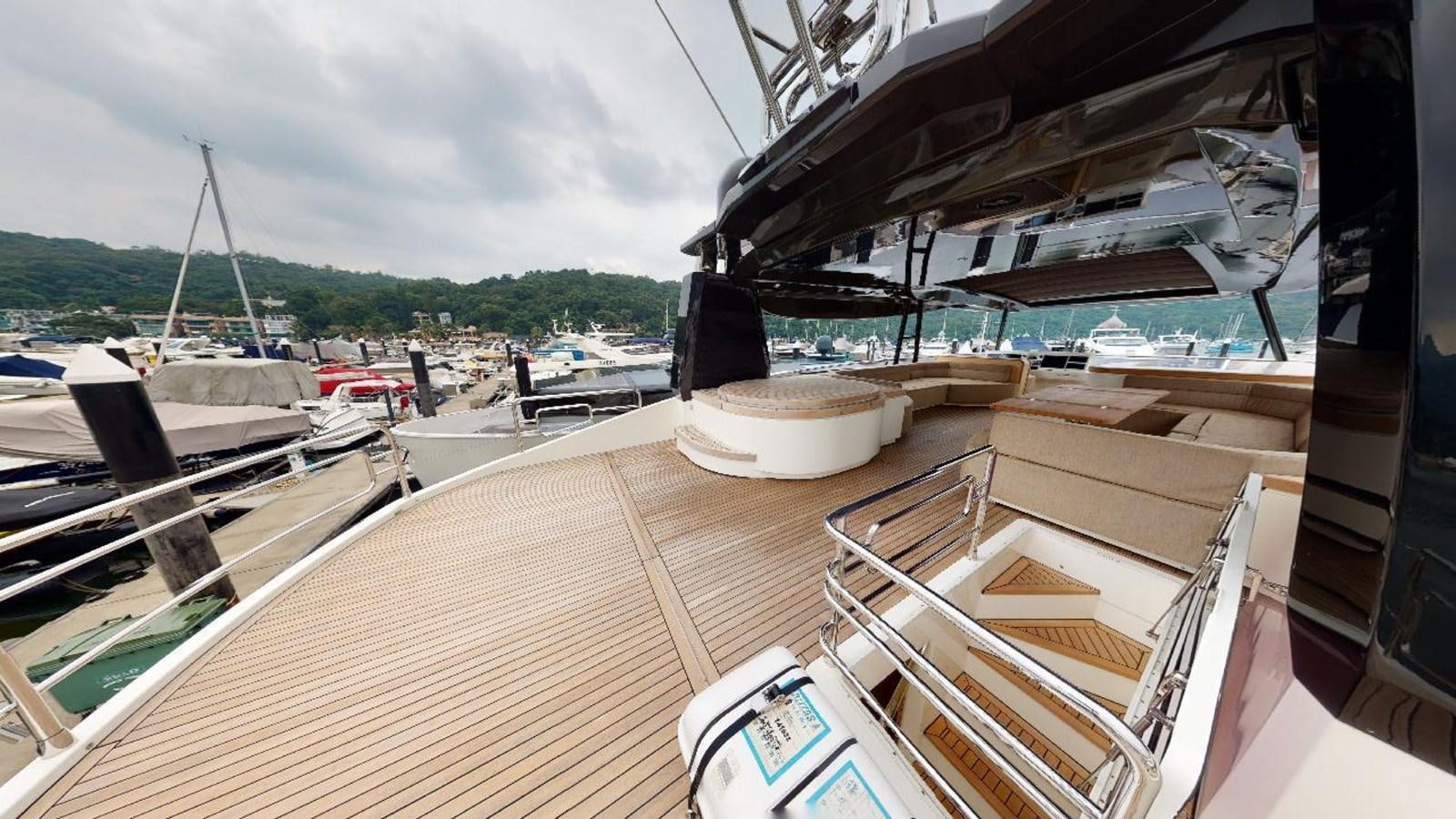 a boat docked at a pier aboard MCY 86/04 Yacht for Sale