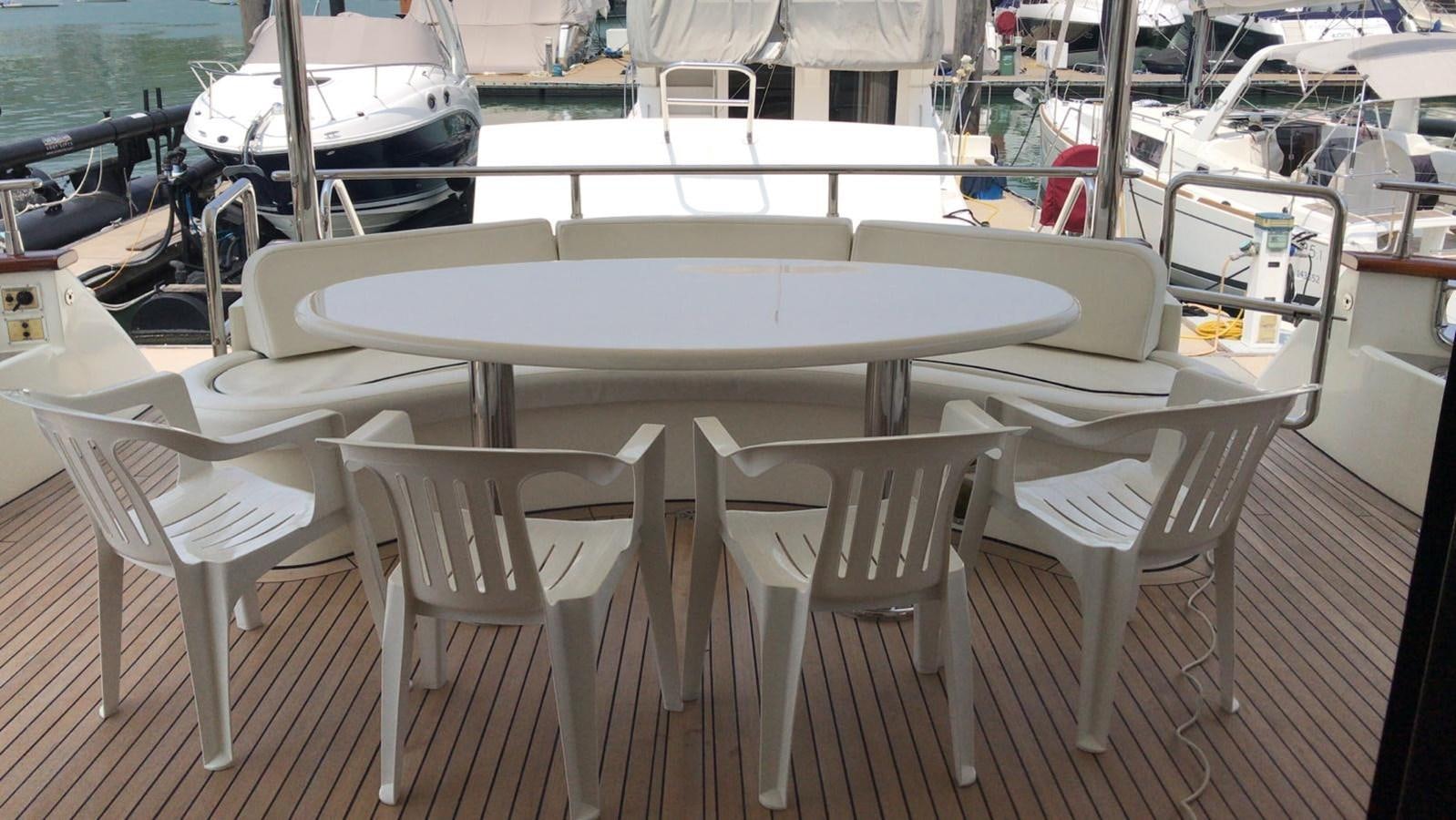 a table and chairs on a boat aboard AZIMUT 85 ULTIMATE Yacht for Sale