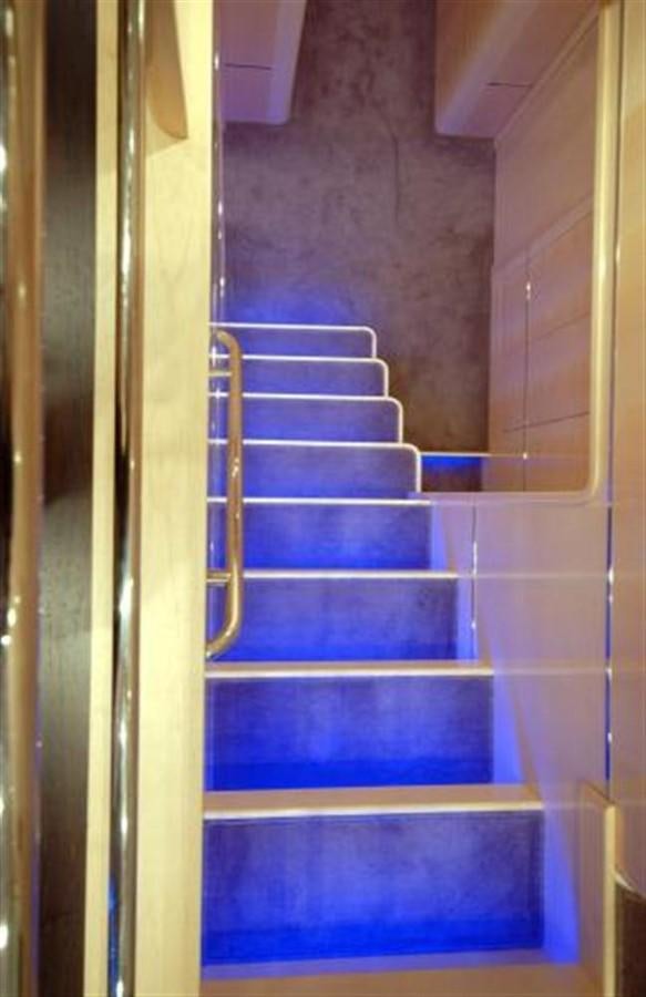 a set of stairs in a room aboard SANS SOUCI Yacht for Sale