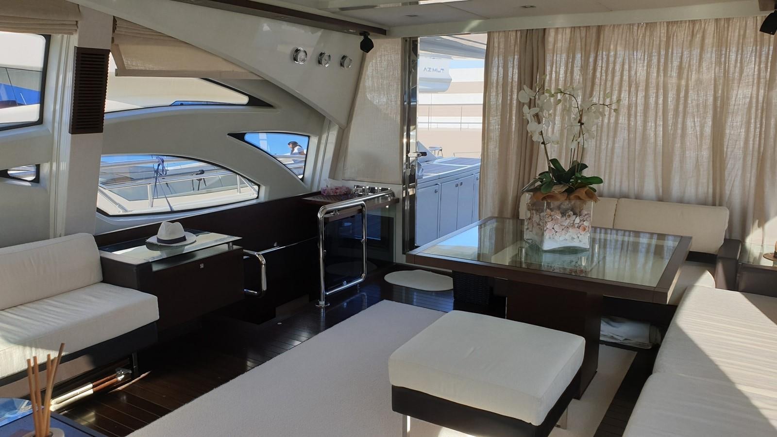a room with a table chairs and a window aboard MR LEO Yacht for Sale