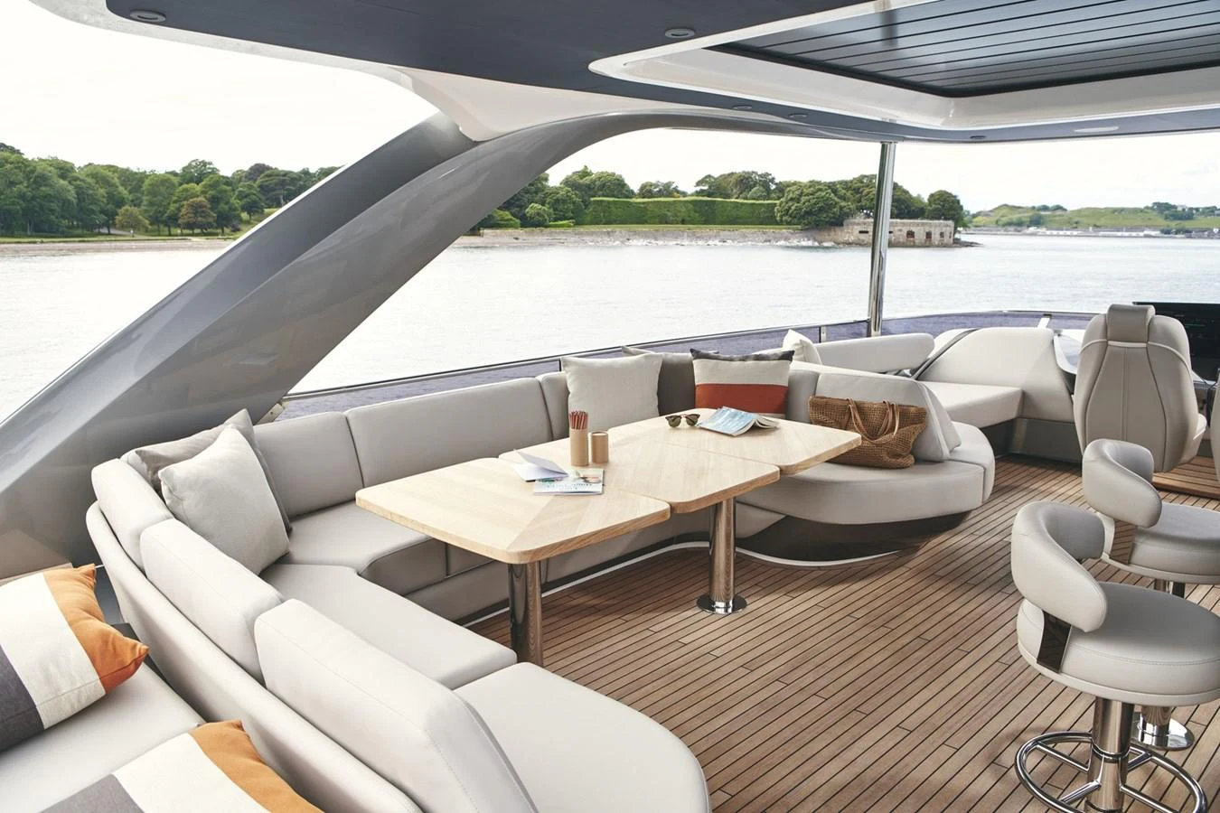 a table and chairs on a boat aboard PRINCESS 85MY 2019 Yacht for Sale
