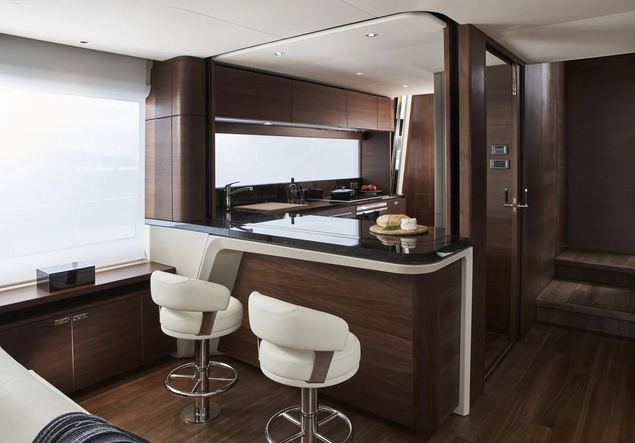 a kitchen with a mirror aboard PRINCESS 85MY 2019 Yacht for Sale