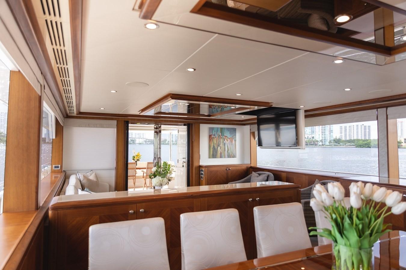 a large open kitchen with a large open window aboard OCEAN ROSE Yacht for Sale