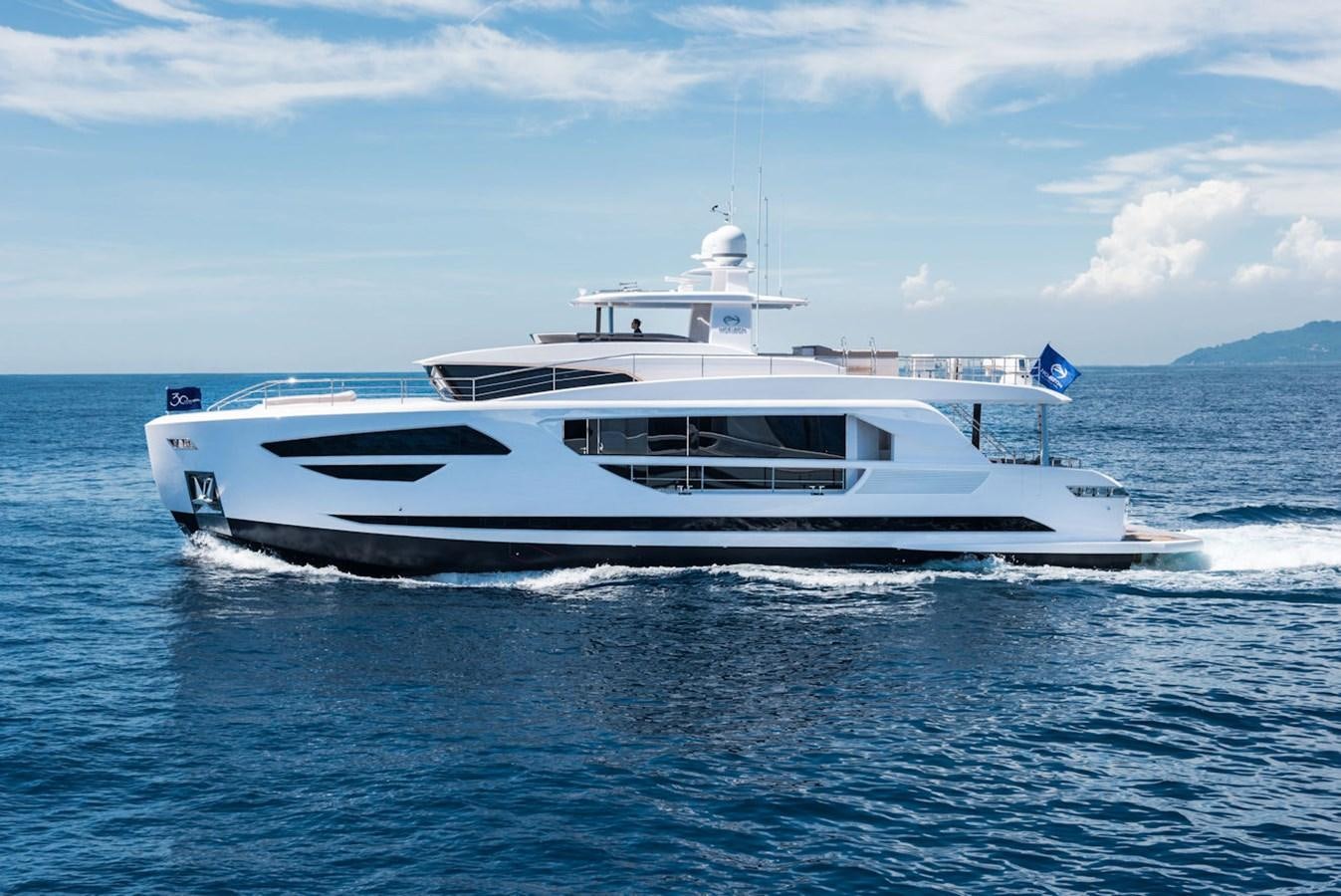 a white yacht on the water aboard FD85 (NEW BOAT SPEC)  Yacht for Sale