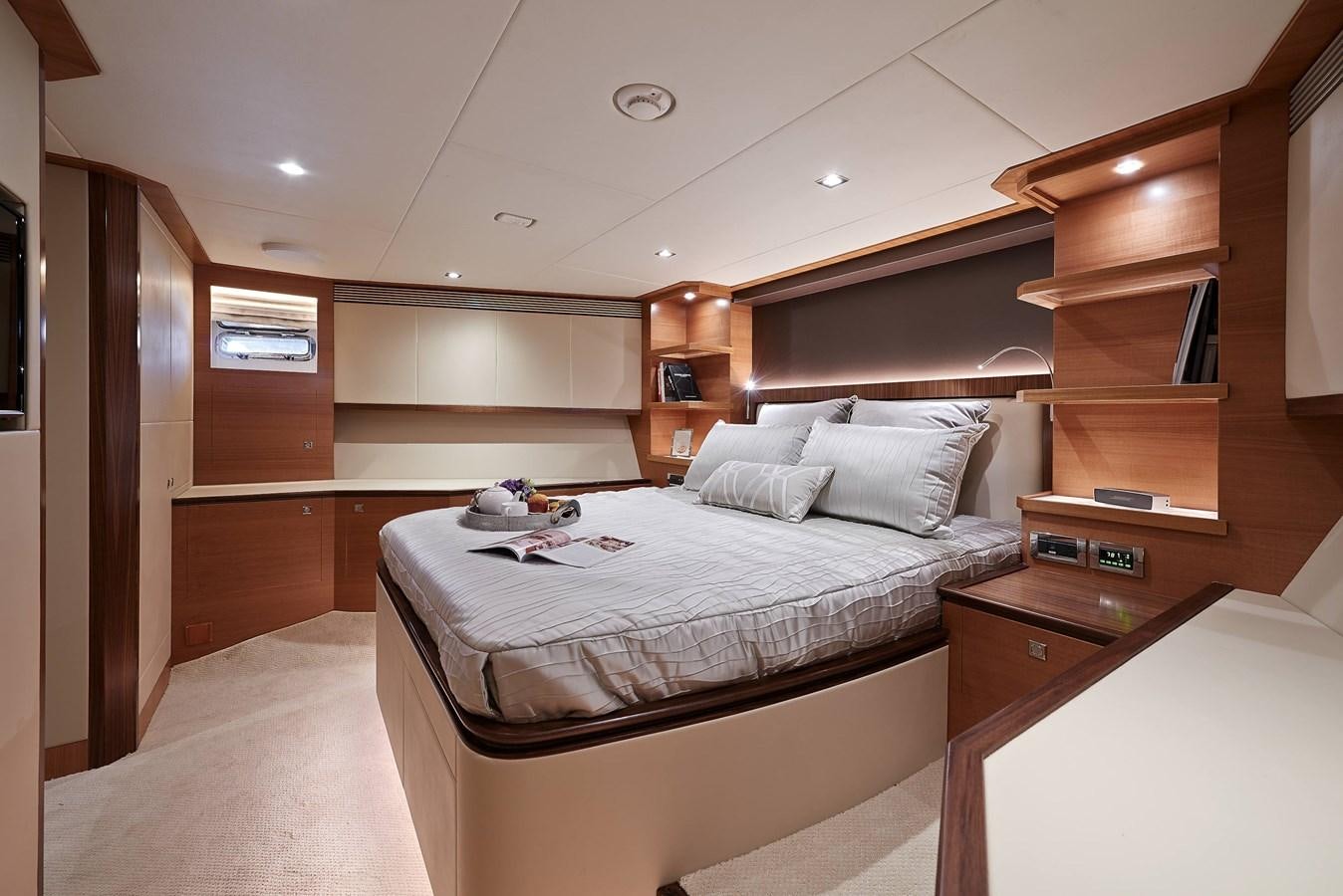 a bedroom with a bed and a desk aboard FD85 (NEW BOAT SPEC)  Yacht for Sale