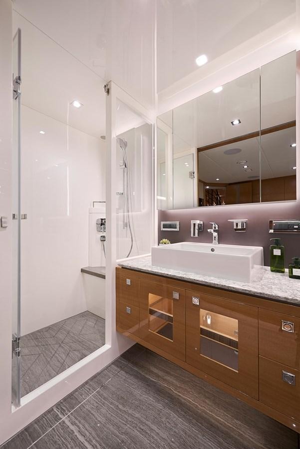 a bathroom with a large mirror aboard FD85 (NEW BOAT SPEC)  Yacht for Sale