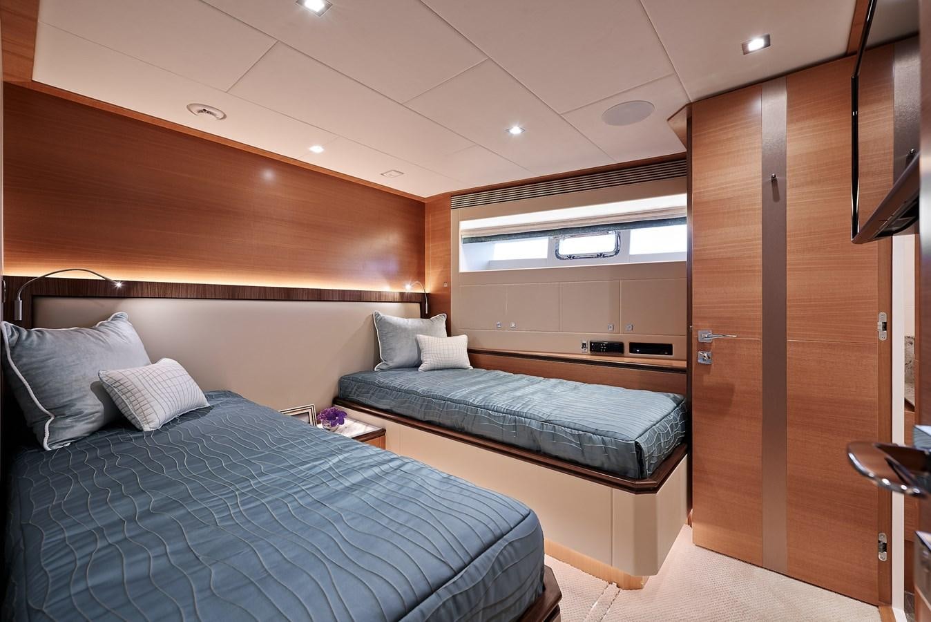 a room with a bed and a closet aboard FD85 (NEW BOAT SPEC)  Yacht for Sale
