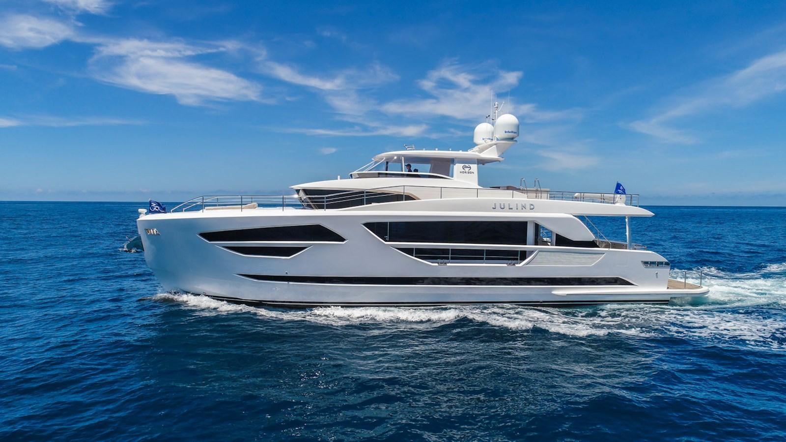 a white yacht in the water aboard FD85 (NEW BOAT SPEC)  Yacht for Sale