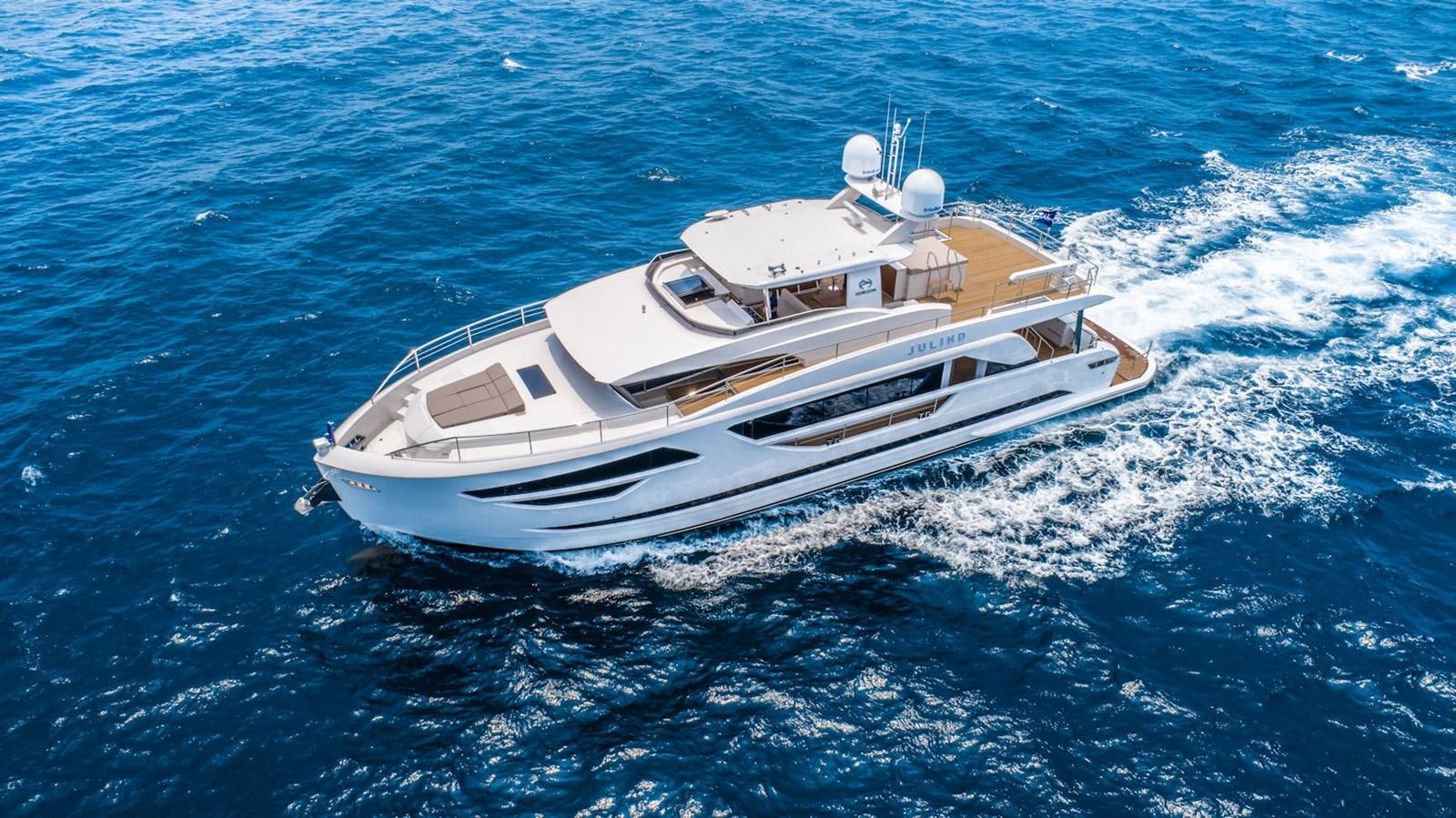 a boat on the water aboard FD85 (NEW BOAT SPEC)  Yacht for Sale