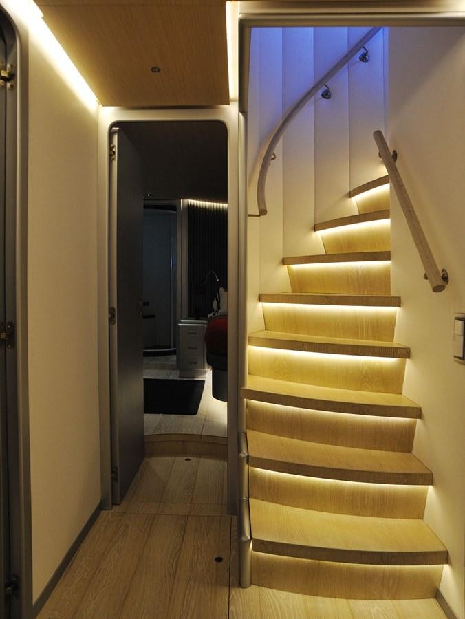 a staircase in a house aboard PETARDO C Yacht for Sale