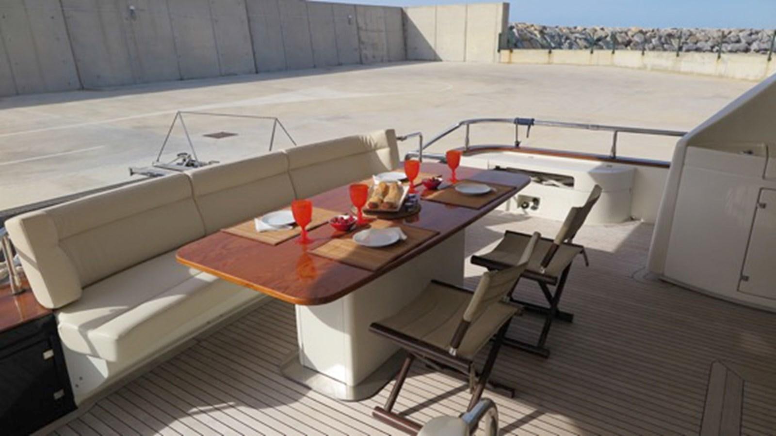 a table on a deck aboard RIVA 85 OPERA Yacht for Sale