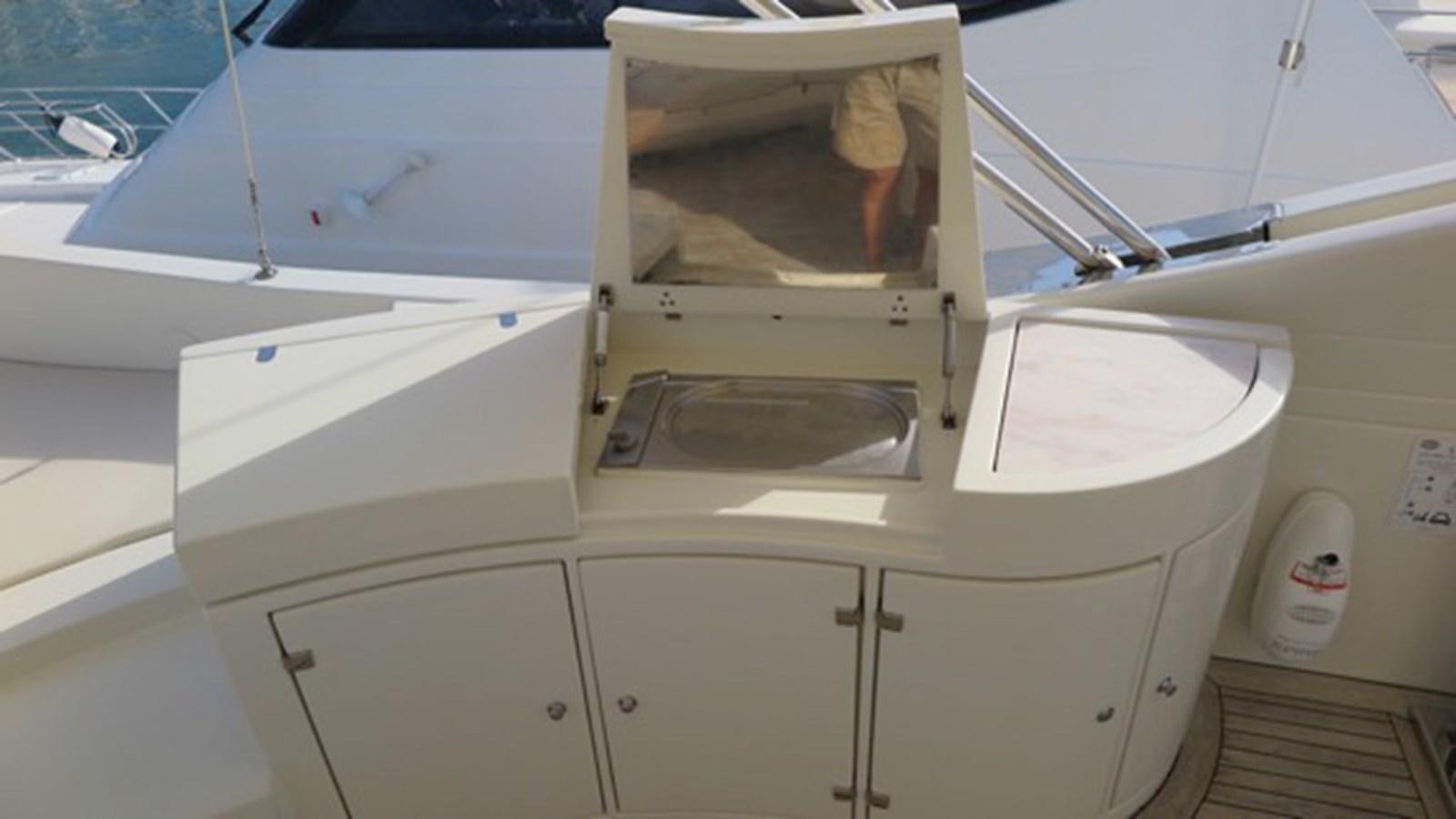 a white boat with a person standing on the deck aboard RIVA 85 OPERA Yacht for Sale