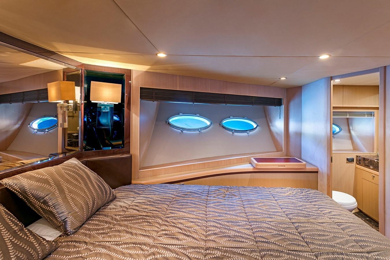 a large bed in a hotel room aboard DREAM ON Yacht for Sale