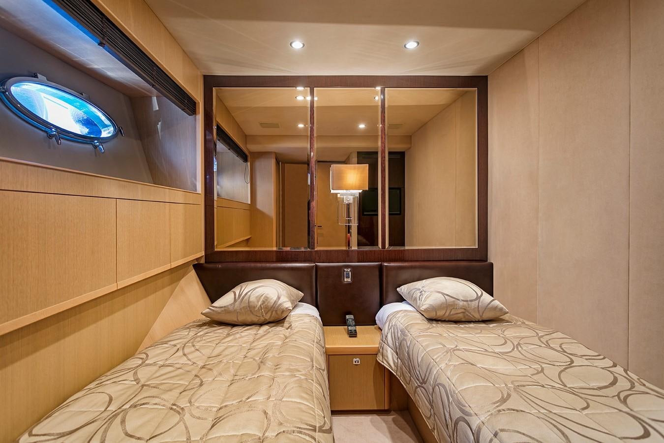 a room with two beds aboard DREAM ON Yacht for Sale