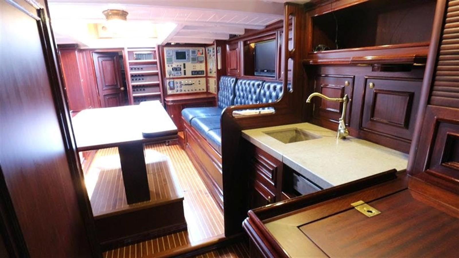a kitchen with a sink and a counter aboard SKY Yacht for Sale
