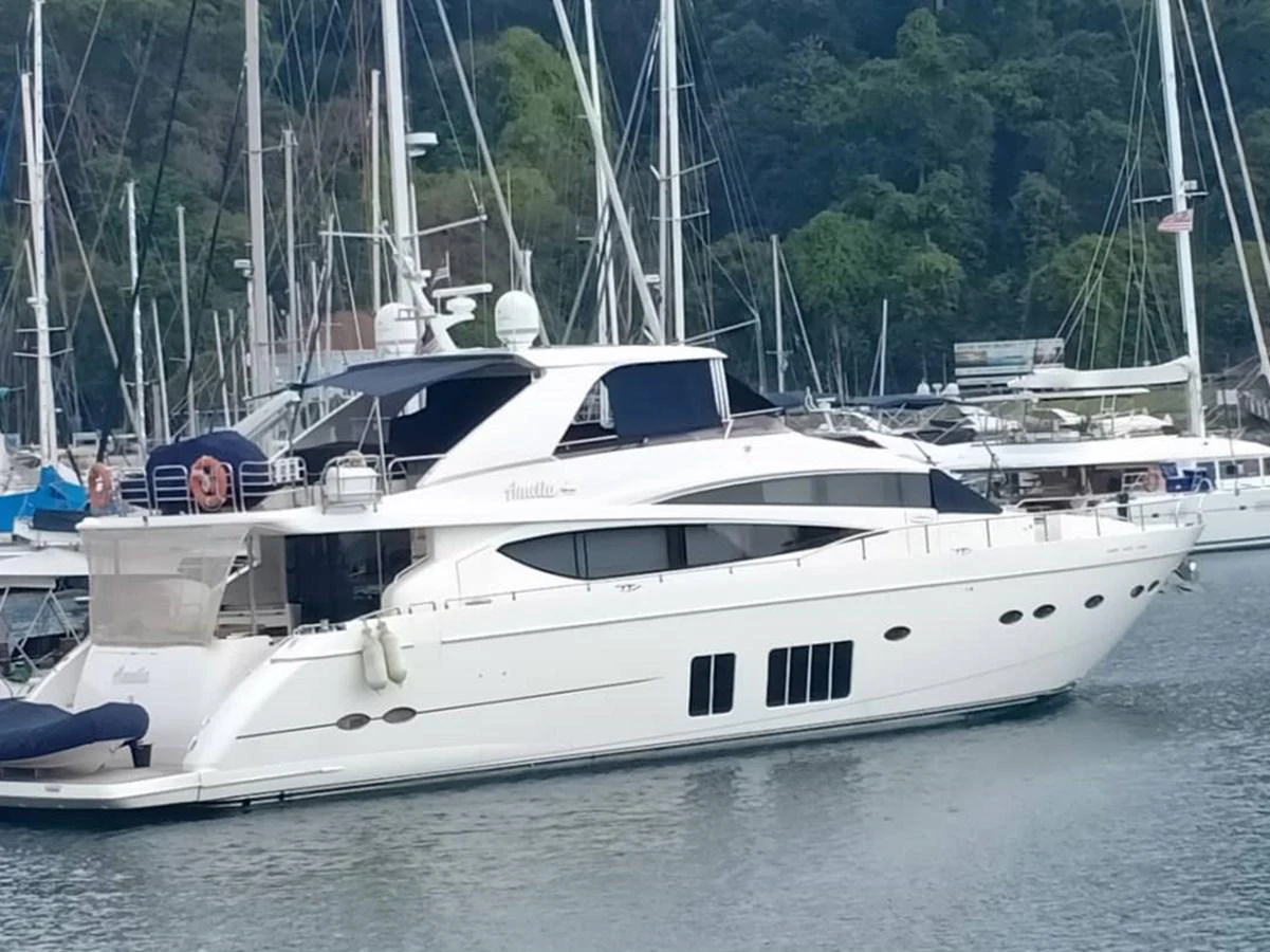 a white yacht in the water aboard PRINCESS 85MY Yacht for Sale