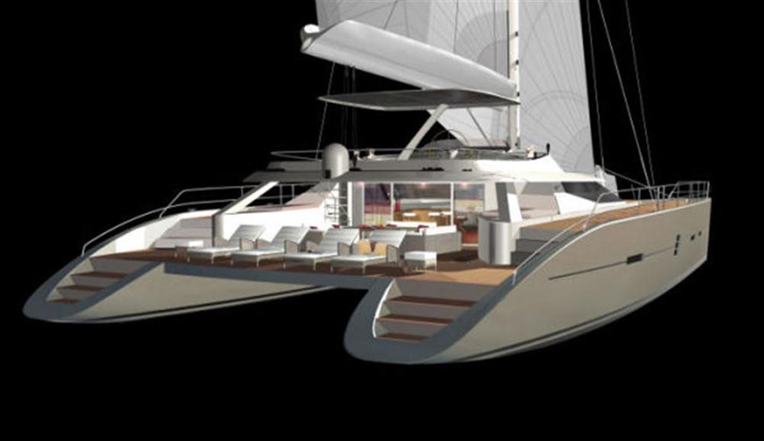 a white yacht in a black background aboard 85' 2008 YAPLUKA 85 DOUBLE DECK Yacht for Sale