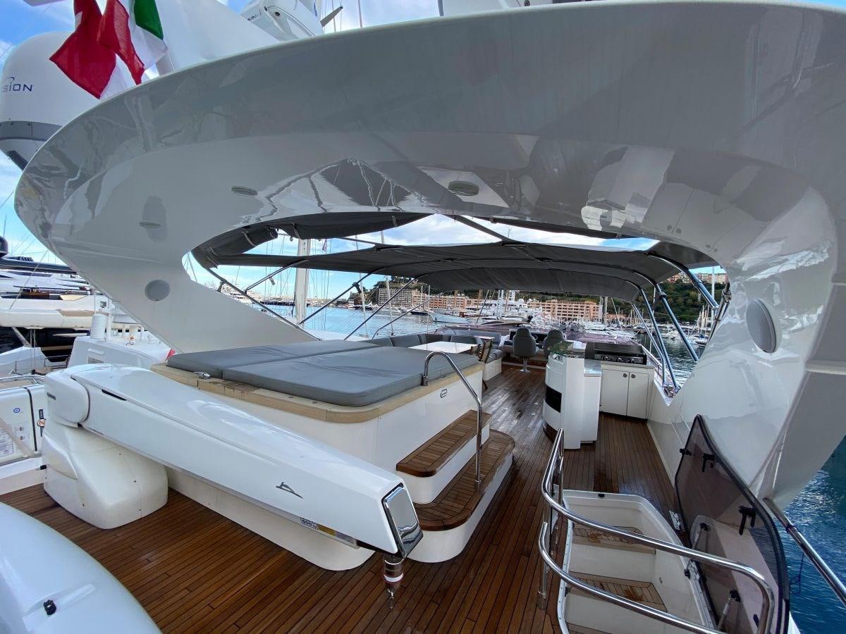 a boat on a deck aboard MOONDANCER Yacht for Sale