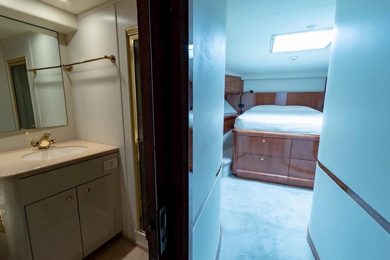 a small bathroom with a bed aboard PURELY PLEASURE Yacht for Sale