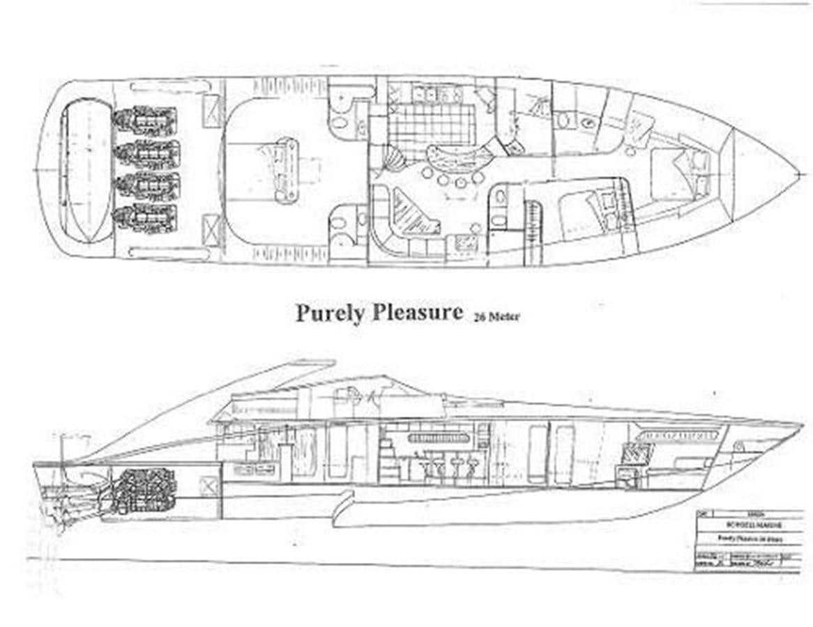 diagram, engineering drawing aboard PURELY PLEASURE Yacht for Sale