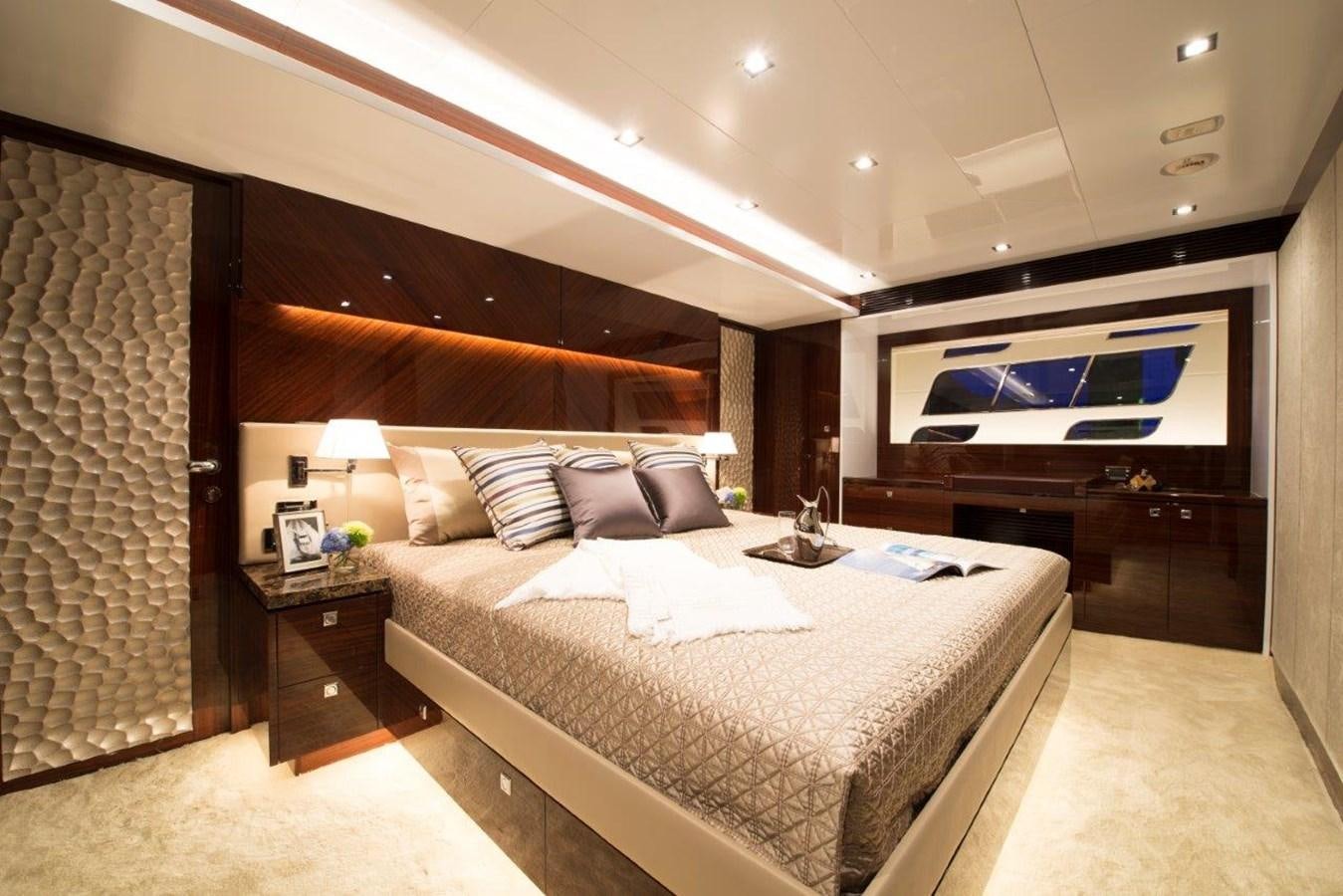 a large bed in a room aboard E84 (NEW BOAT SPEC)  Yacht for Sale