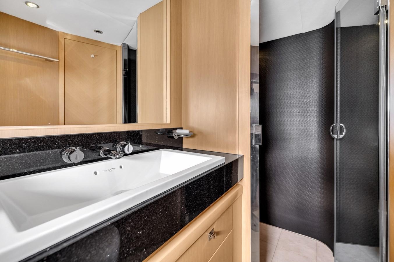 a kitchen with a sink and a shower aboard PRINCESS 85 MY Yacht for Sale