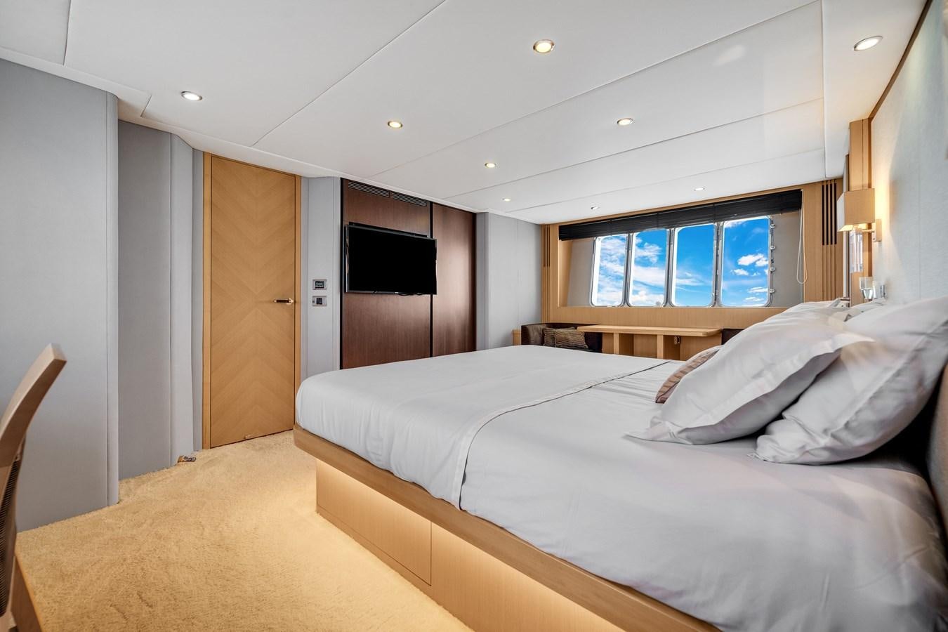 a room with two beds aboard PRINCESS 85 MY Yacht for Sale