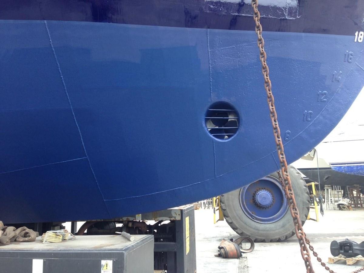 a large blue object with a round hole in the middle aboard ANNA I Yacht for Sale