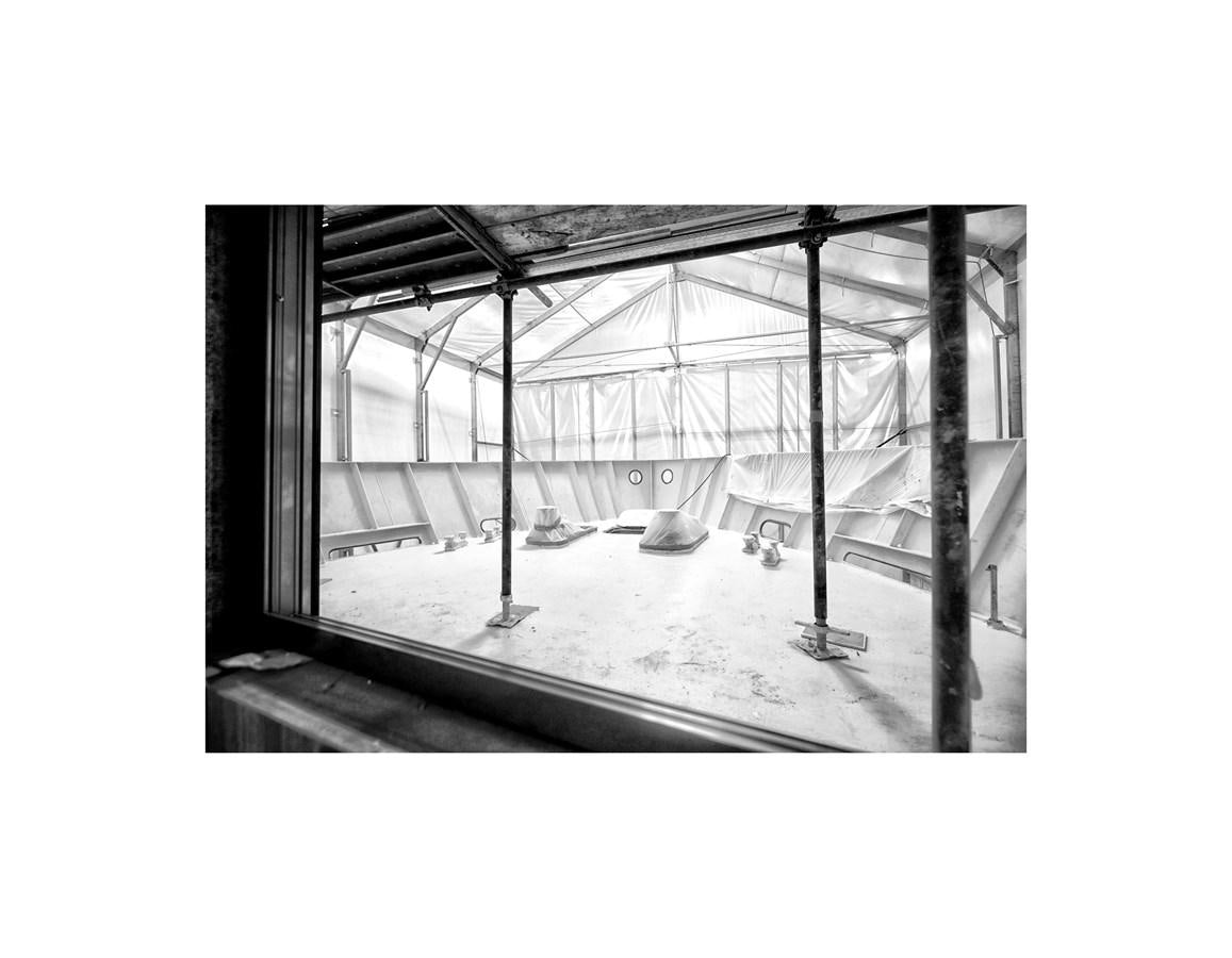 a large glass structure with a canopy aboard AUDACE 80 Yacht for Sale