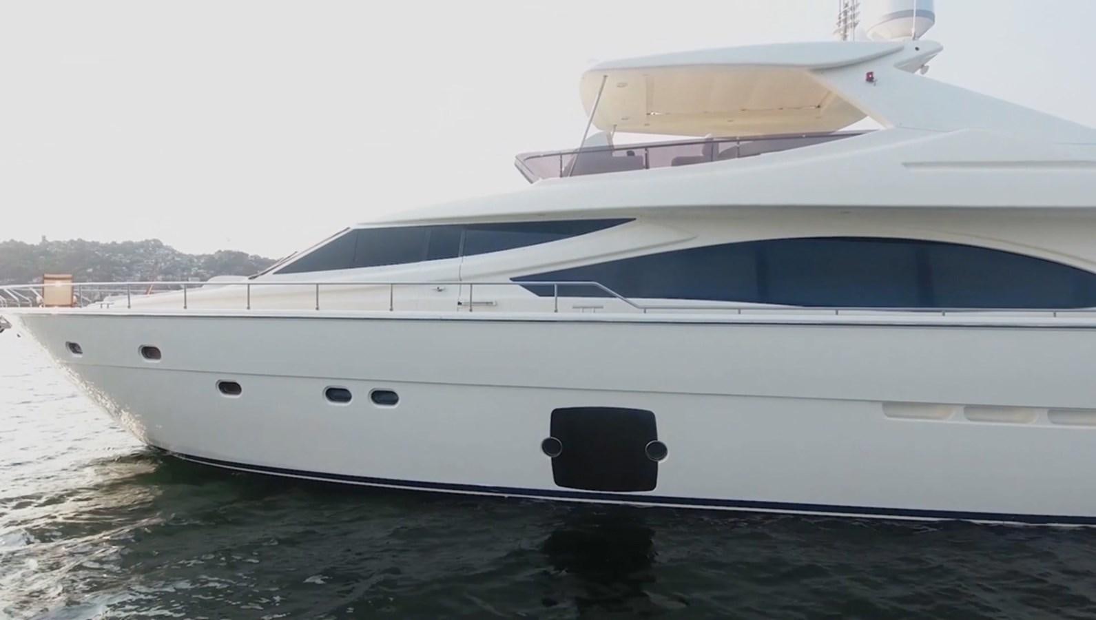 a white yacht in the water aboard RICACHA 2012 FERRETTI 830 @ ACAPULCO Yacht for Sale