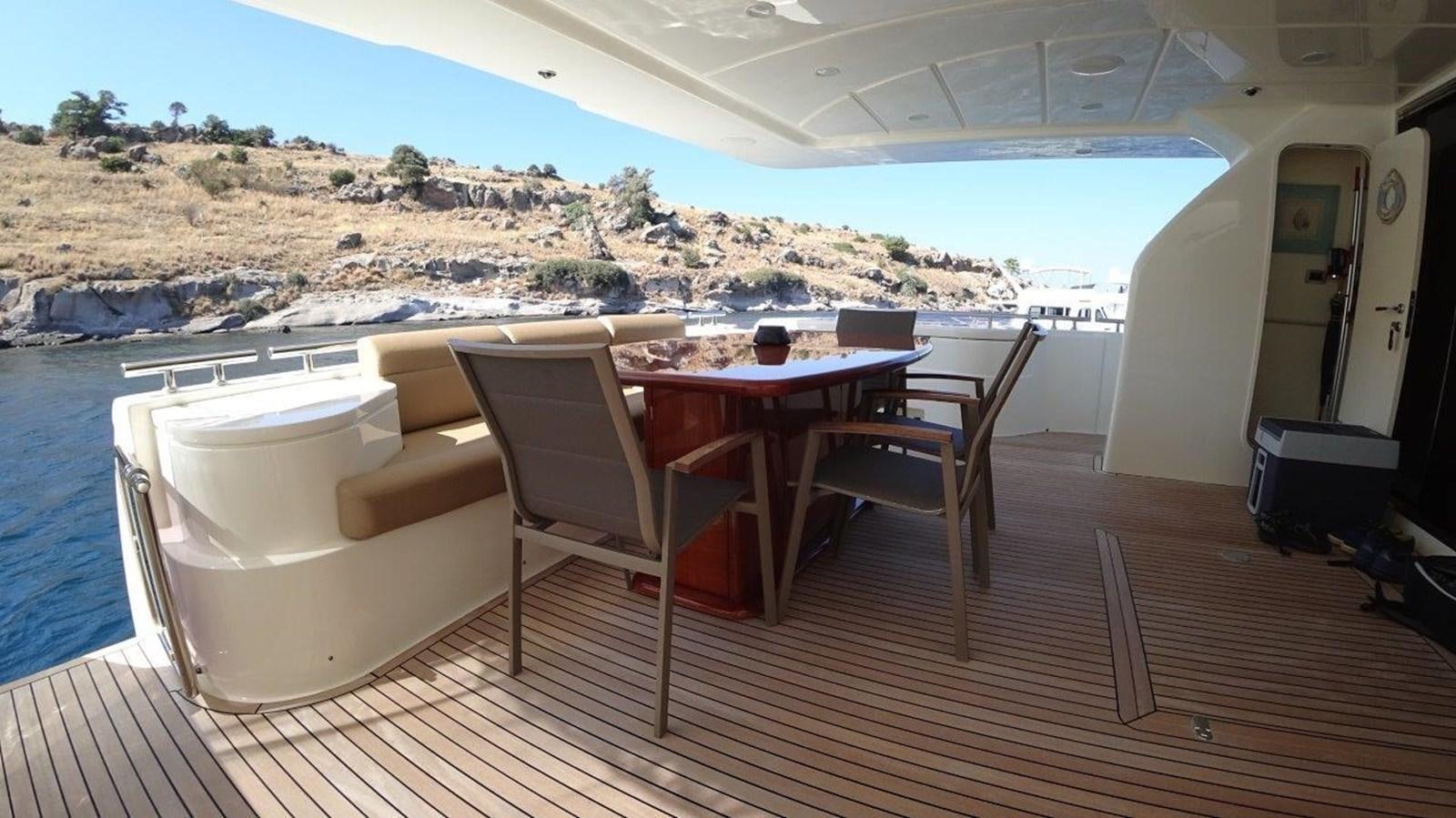 a table and chairs on a deck aboard CHUPRIANA Yacht for Sale