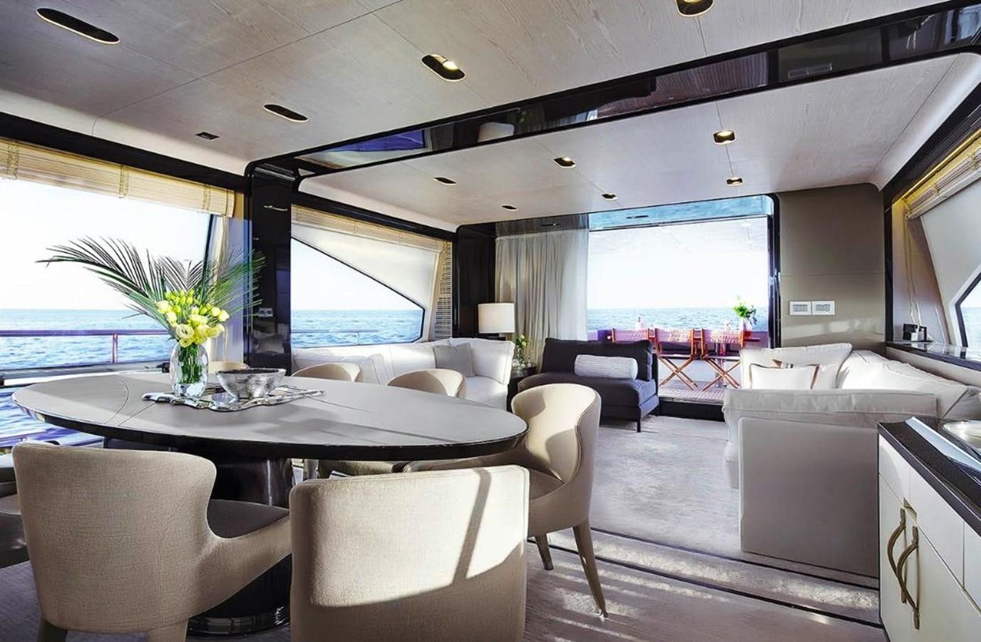 a room with a table chairs and a large window aboard MEMORIES Yacht for Sale
