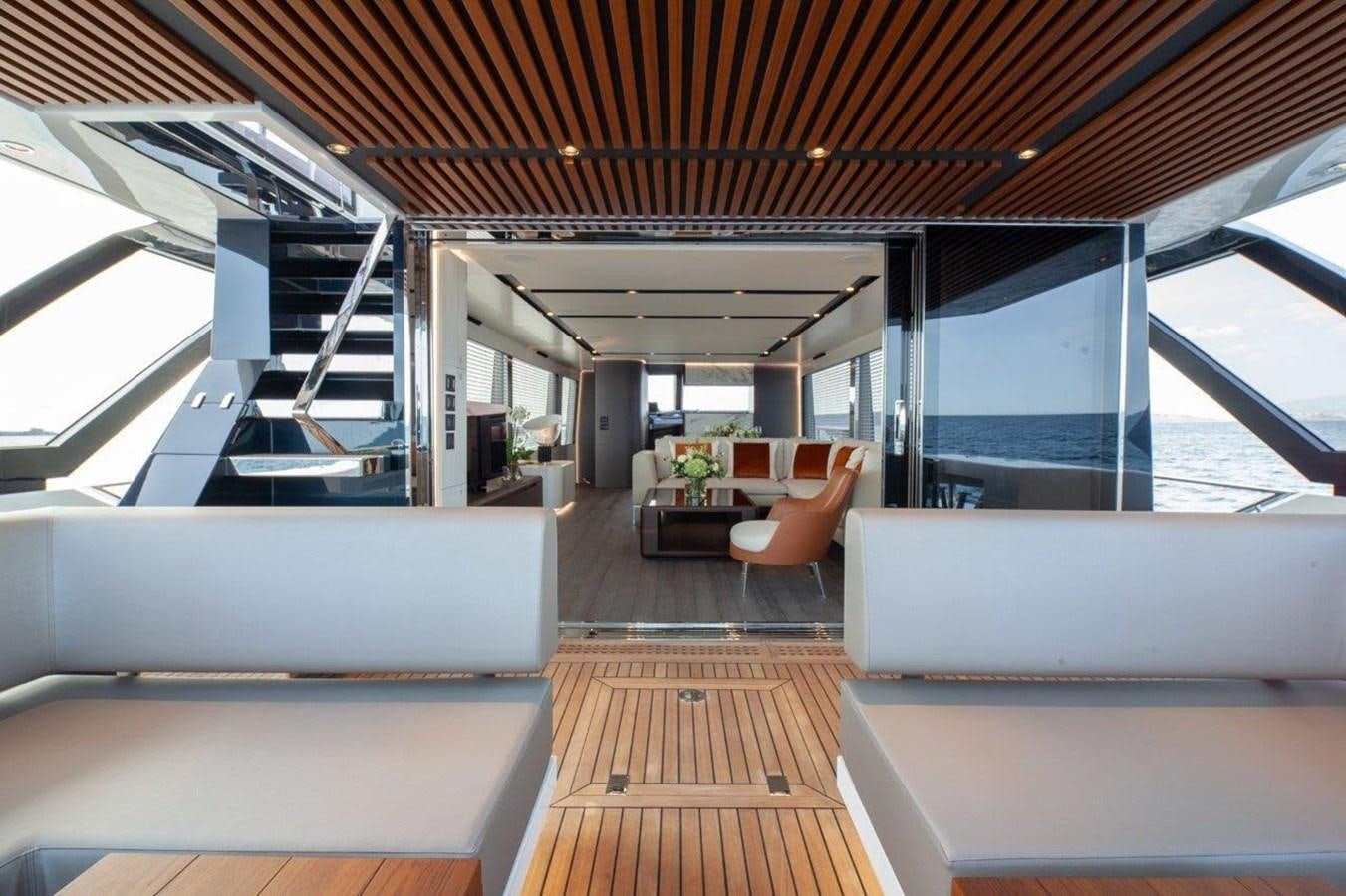 a room with a wood floor and a staircase aboard 2021 ASTONDOA AS8 Yacht for Sale