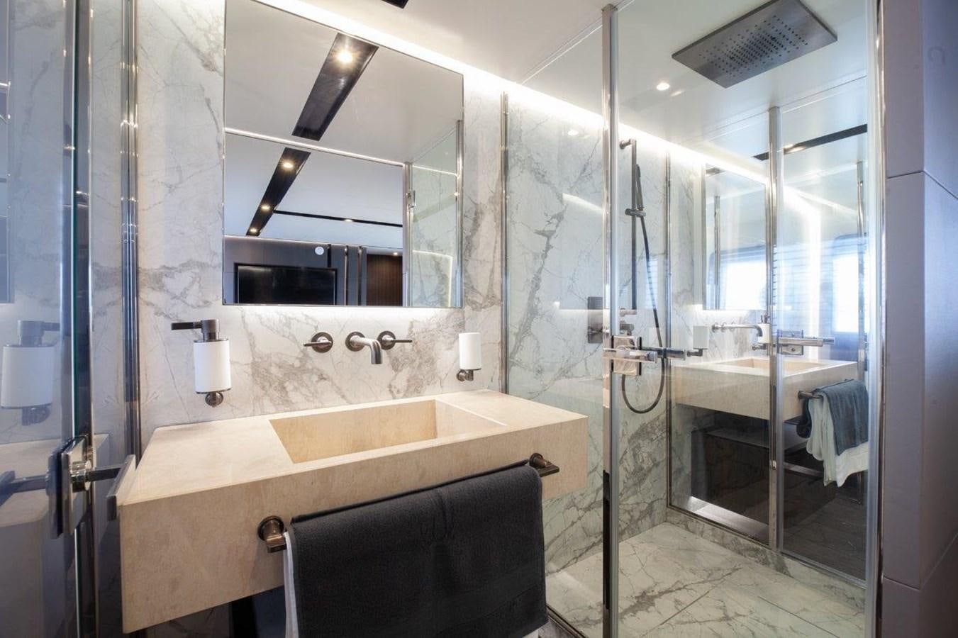 a bathroom with a large tub aboard 2021 ASTONDOA AS8 Yacht for Sale