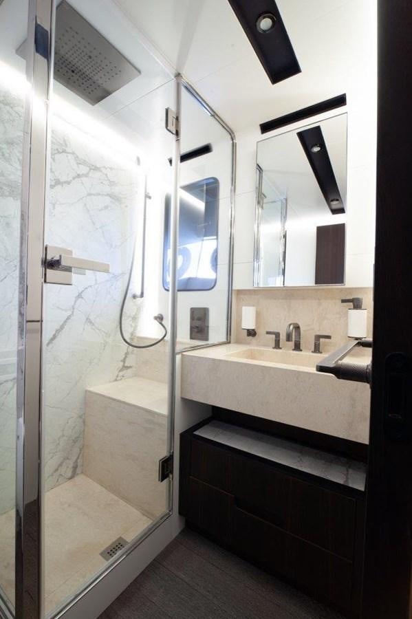 a bathroom with a sink and a mirror aboard 2021 ASTONDOA AS8 Yacht for Sale